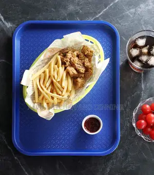 Blue Plastic Fast Food Tray, 10 by 14 Inch, Set of 12