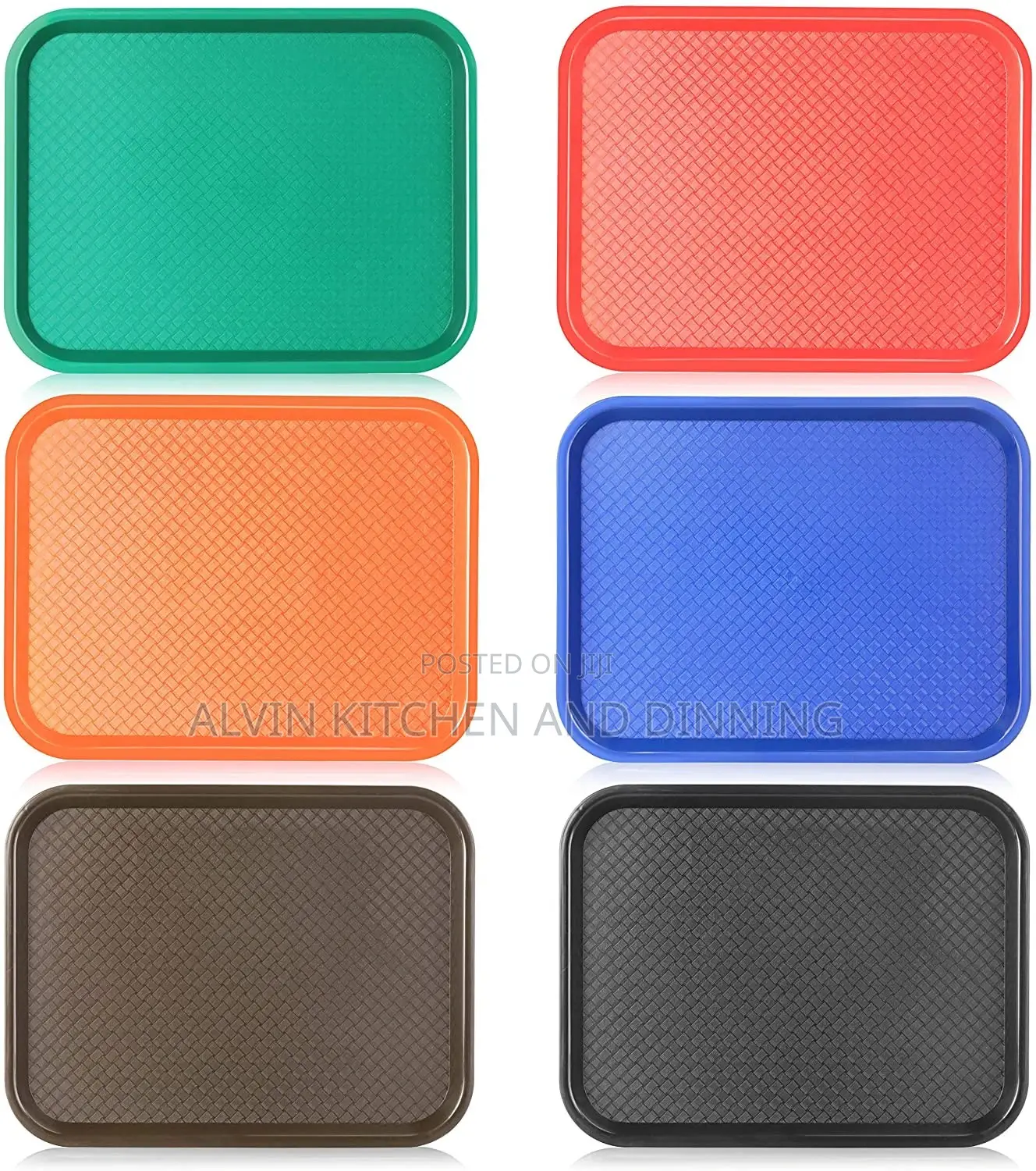 Blue Plastic Fast Food Tray, 10 by 14 Inch, Set of 12