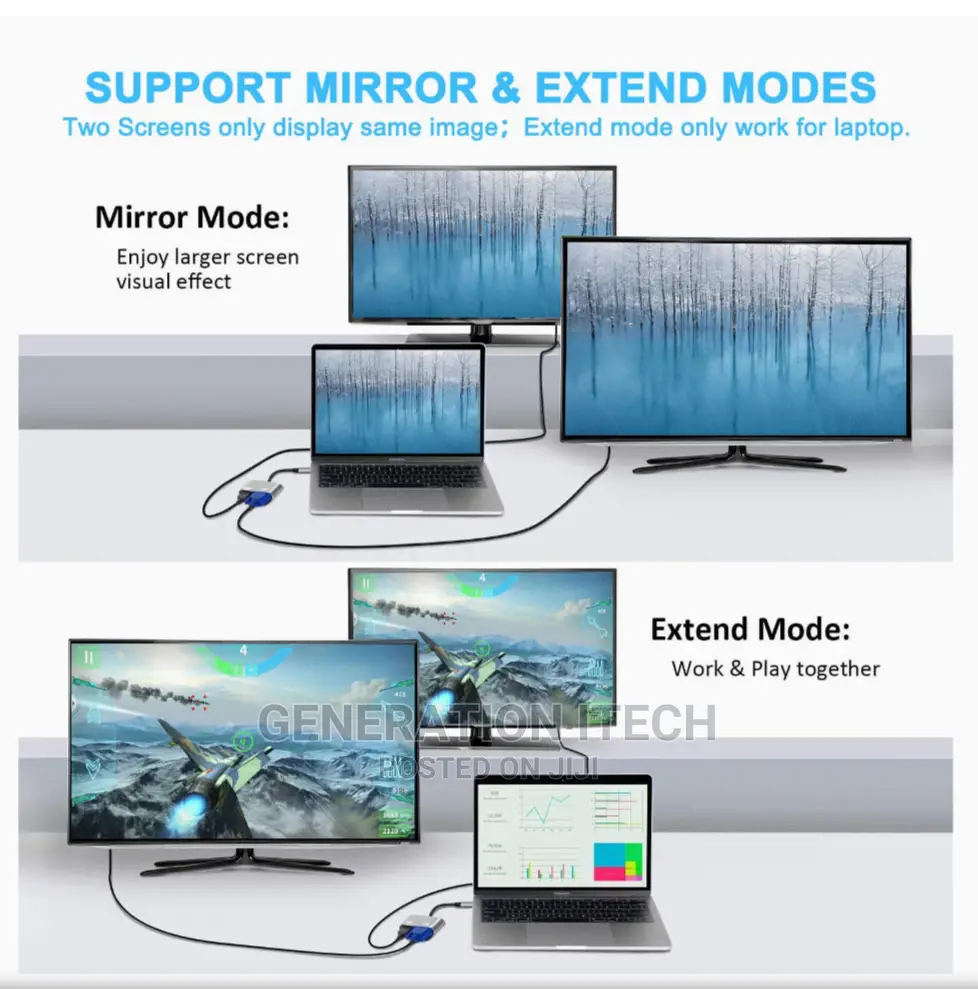 Usb Type C to Hdmi and Vga Adapter - With Hdmi 1080 Vga