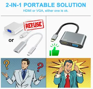 Usb Type C to Hdmi and Vga Adapter - With Hdmi 1080 Vga
