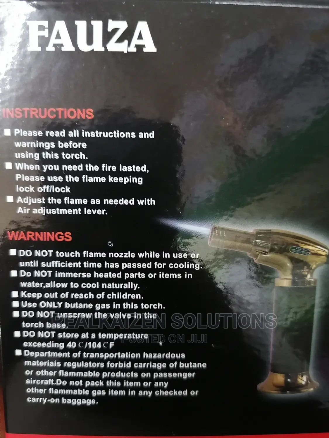 Fauza Stylish Windproof Flame Gas Torch Lighter