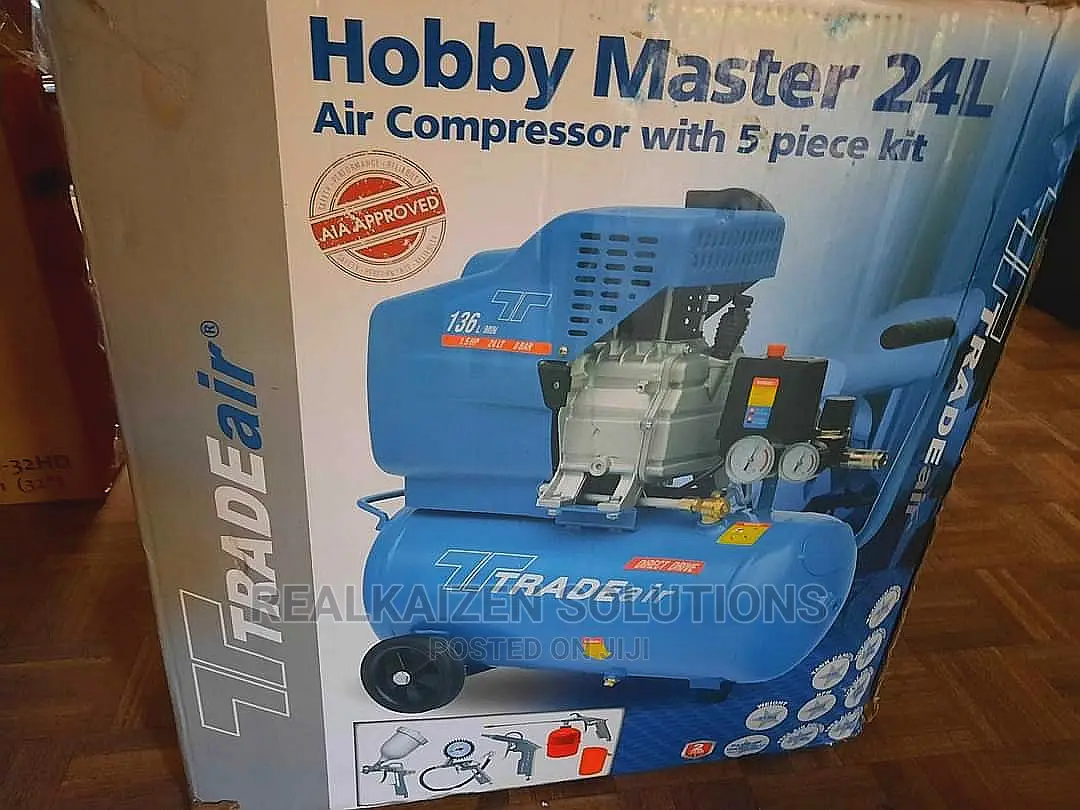 TRADEAIR 24L 5pc Kit Lubricated Air Compressor 1.1kw