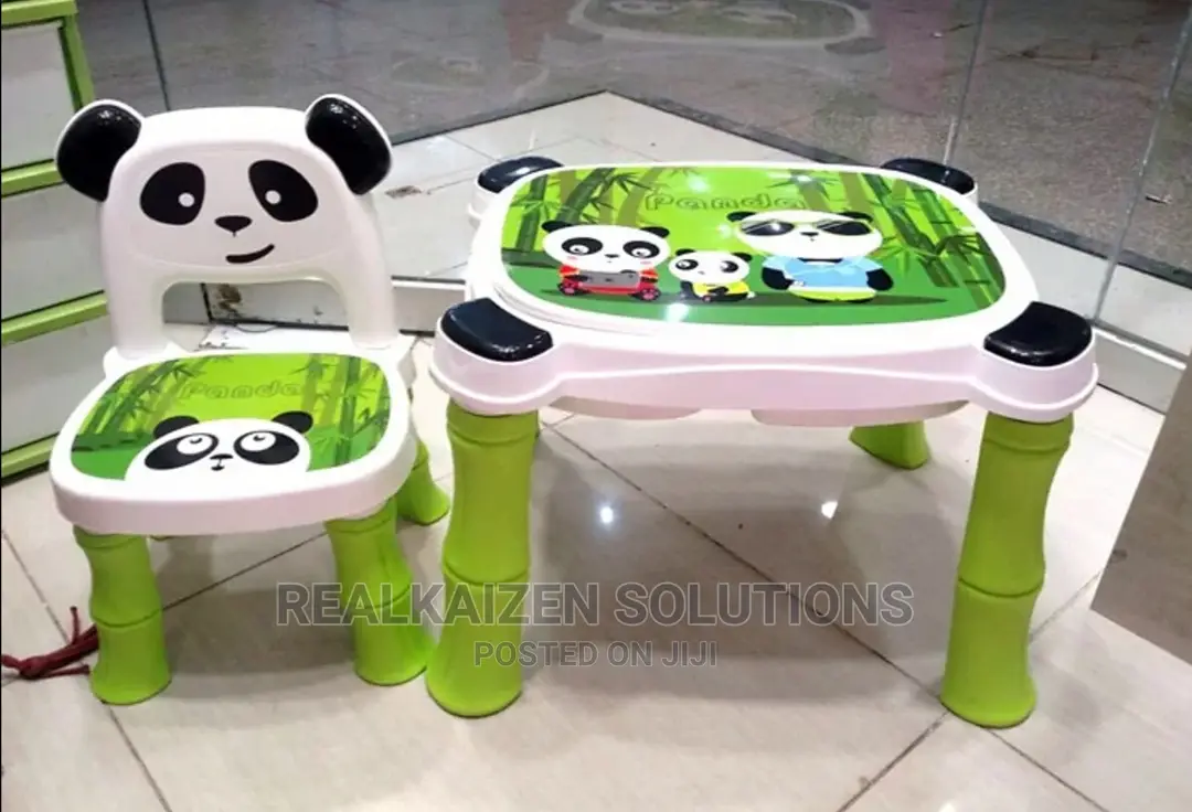 A + B High Quality Fiber Plastic Panda Chair Table Set