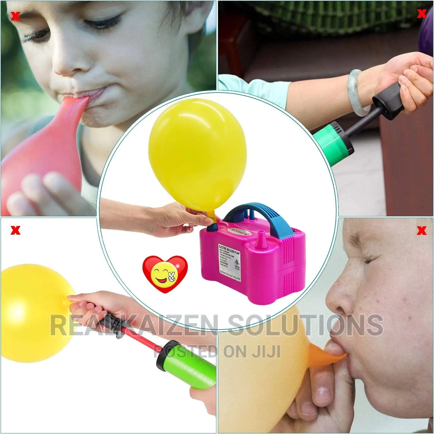 Portable Electric Dual Nozzle Rose Red Balloon Blow Pump