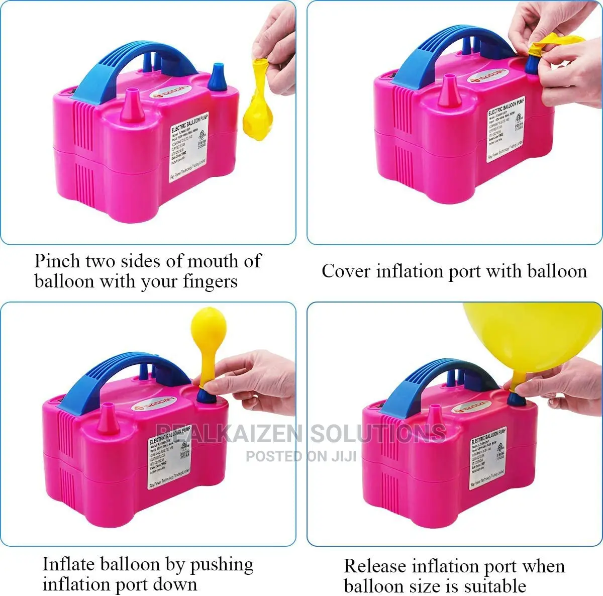 Portable Electric Dual Nozzle Rose Red Balloon Blow Pump