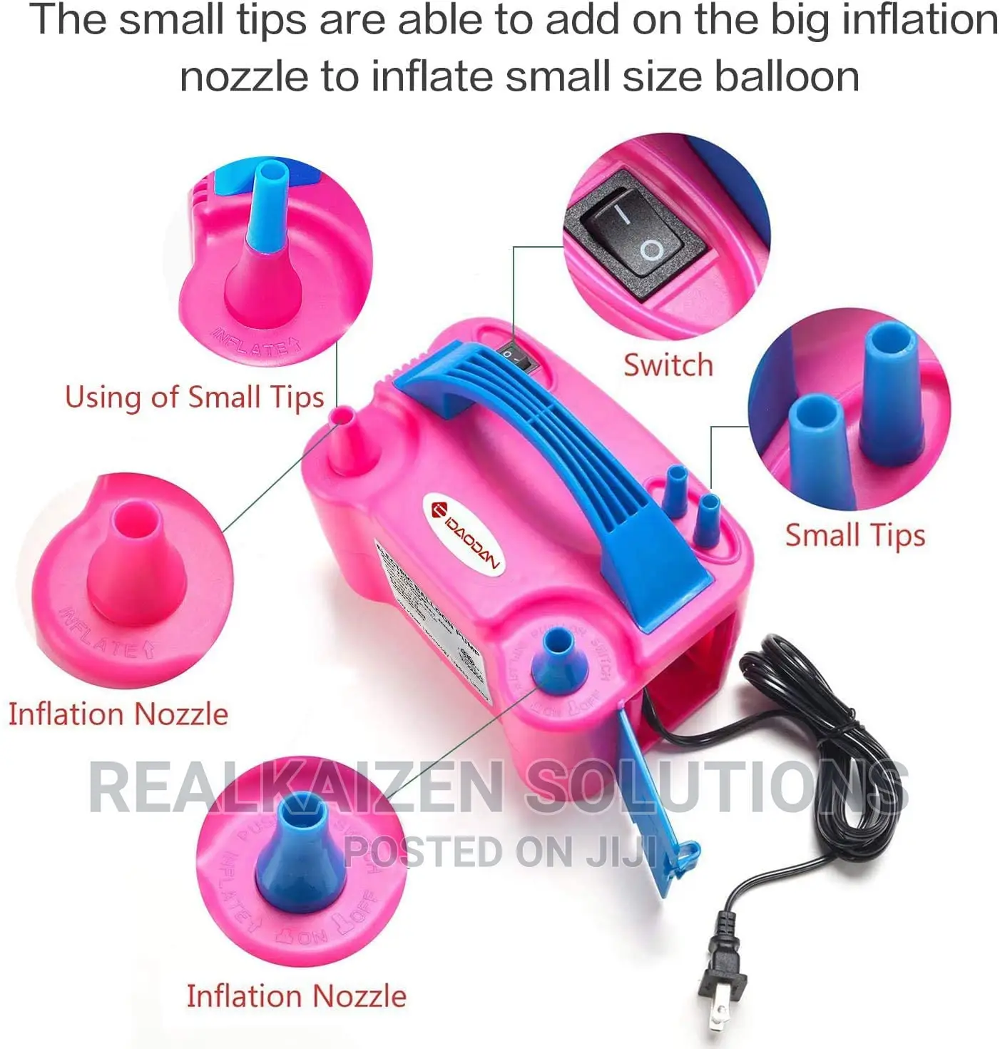 Portable Electric Dual Nozzle Rose Red Balloon Blow Pump