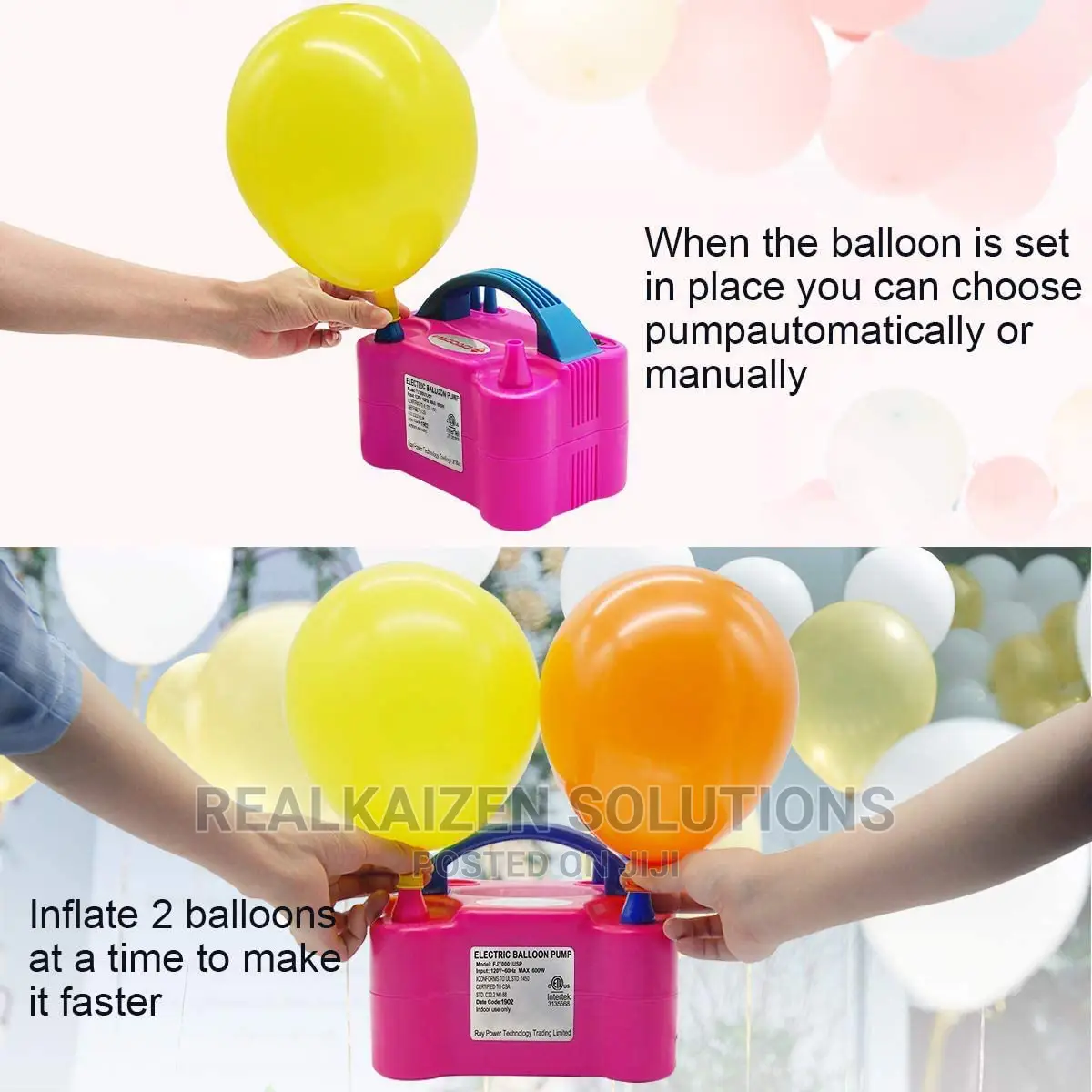 Portable Electric Dual Nozzle Rose Red Balloon Blow Pump