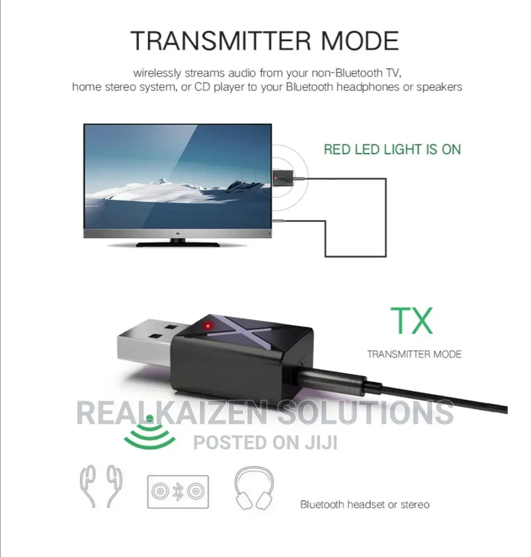 Upgraded 2 In 1 USB Bluetooth 5 Transmitter Receiver Adapter