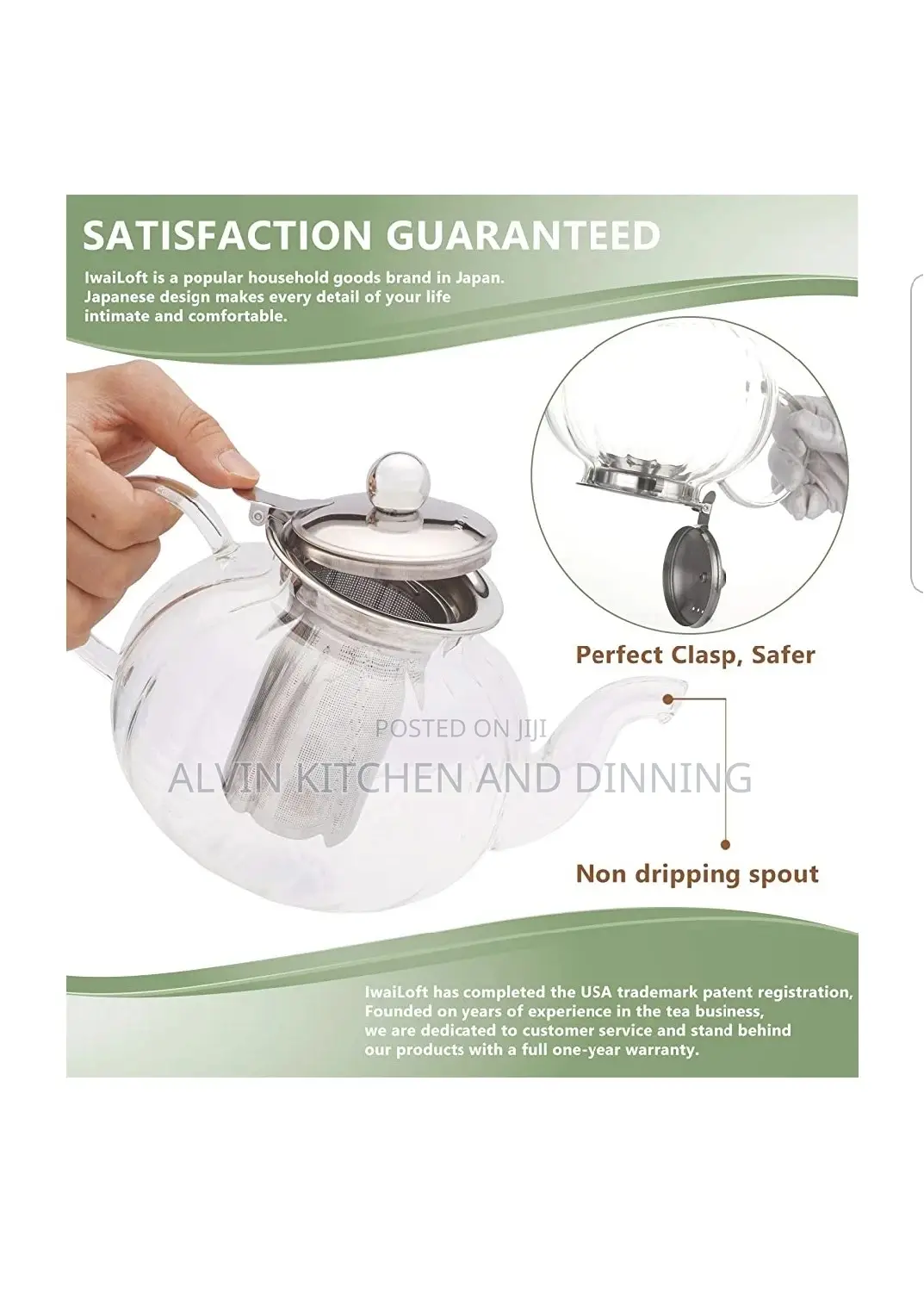 Glass Teapot With Infuser, Stovetop Safe Tea Kettle