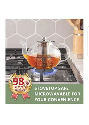Glass Teapot With Infuser, Stovetop Safe Tea Kettle