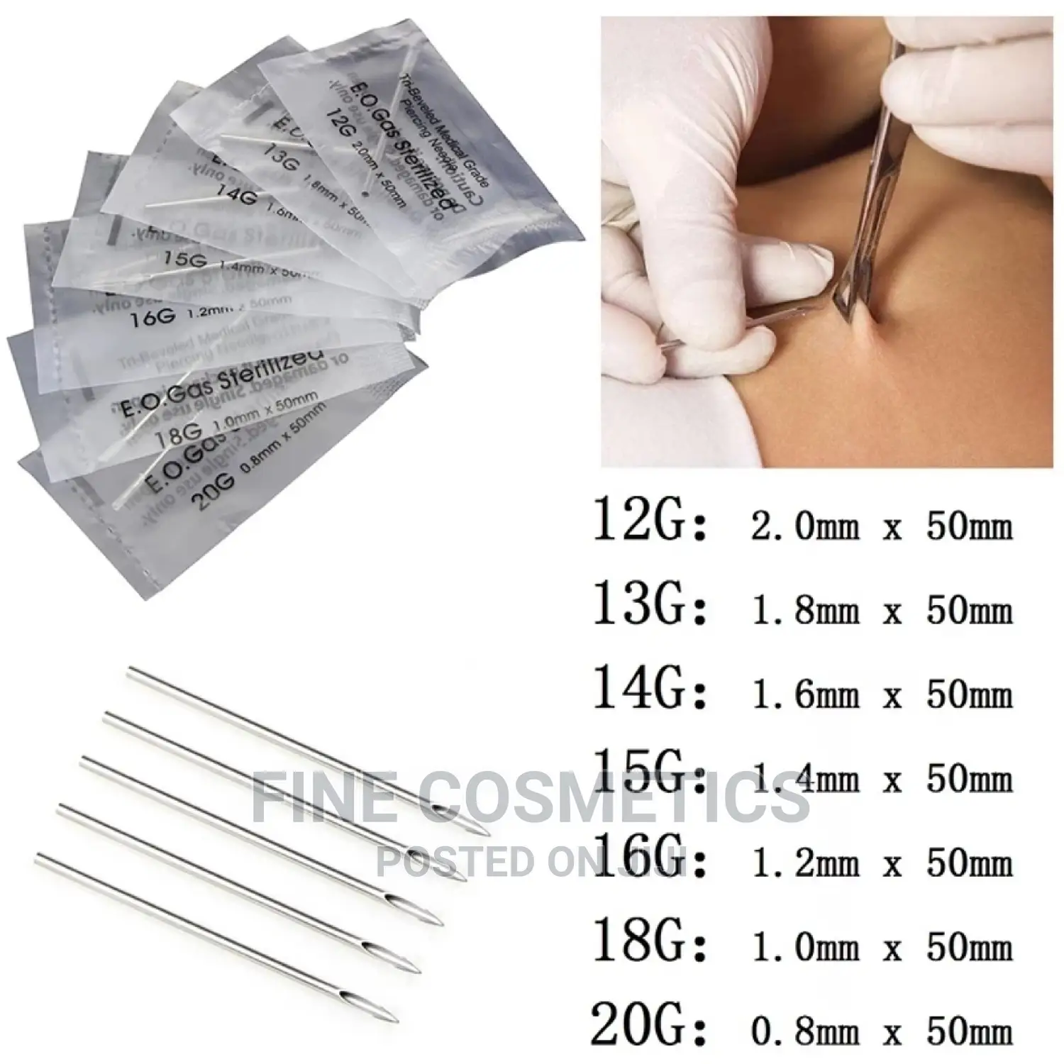 1pc Disposable Body Piercing Needles For Nose,Ears,Navel Etc