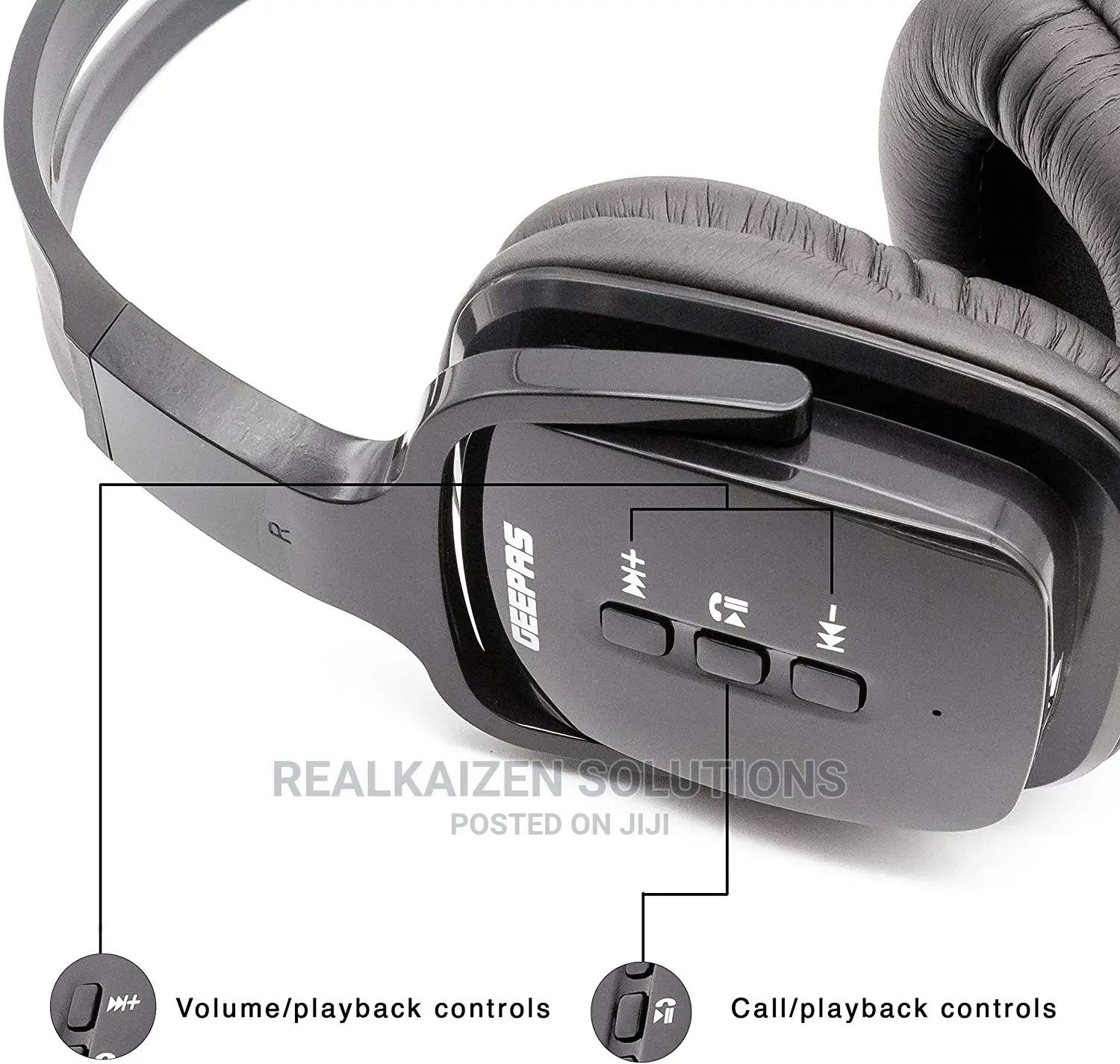 Geepas Bluetooth Black Headphone With Mic