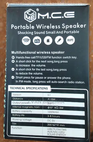 H at F Solar Rechargeable Portable Wireless Speaker With FM