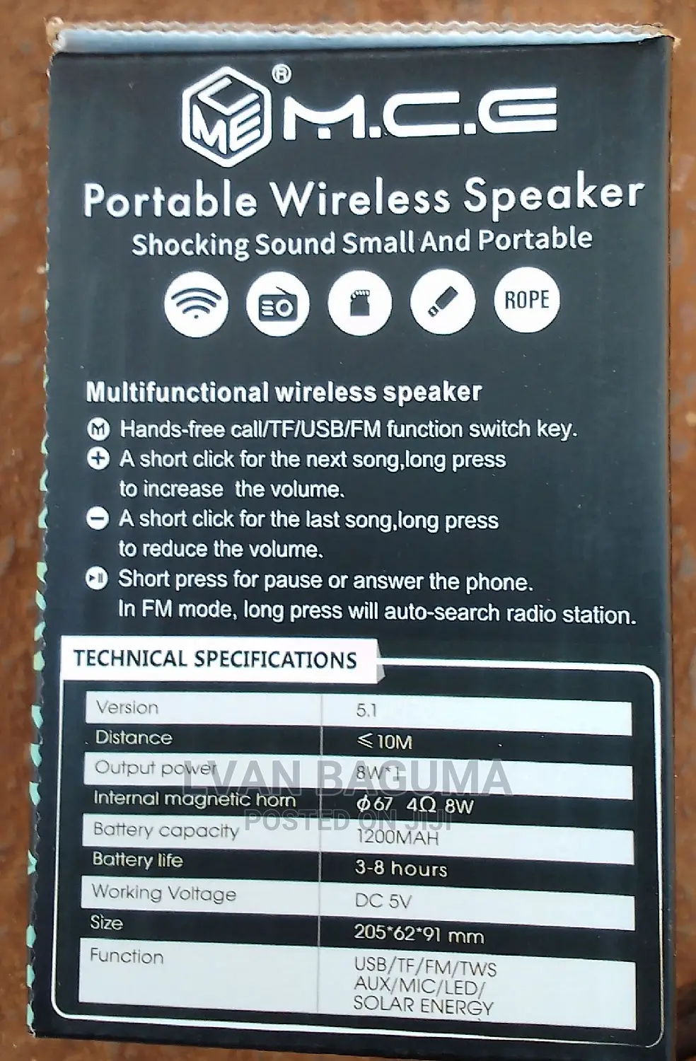 H at F Solar Rechargeable Portable Wireless Speaker With FM