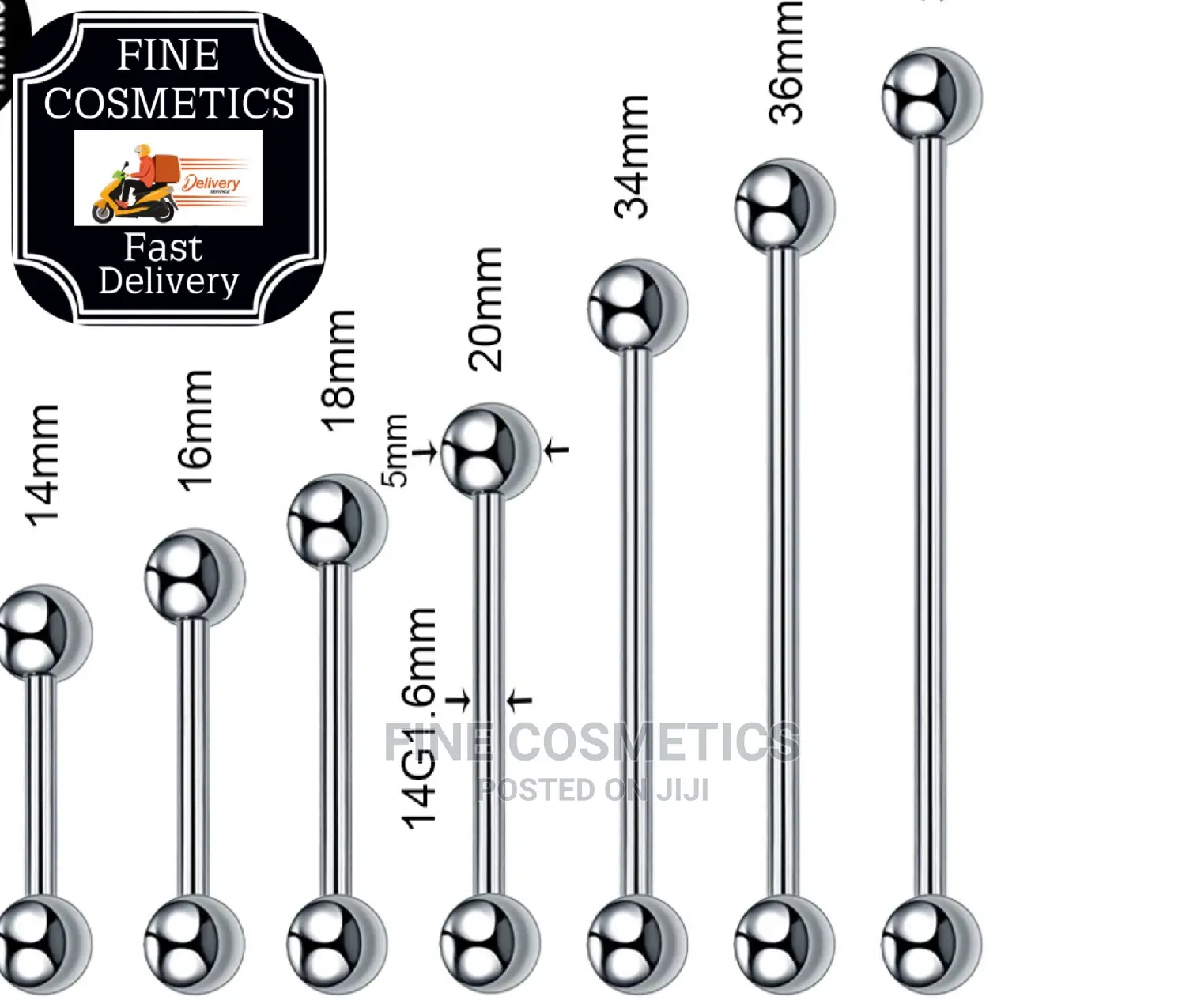 1pc 14guage Stainless Steel Industrial Barbell Body Jewelry