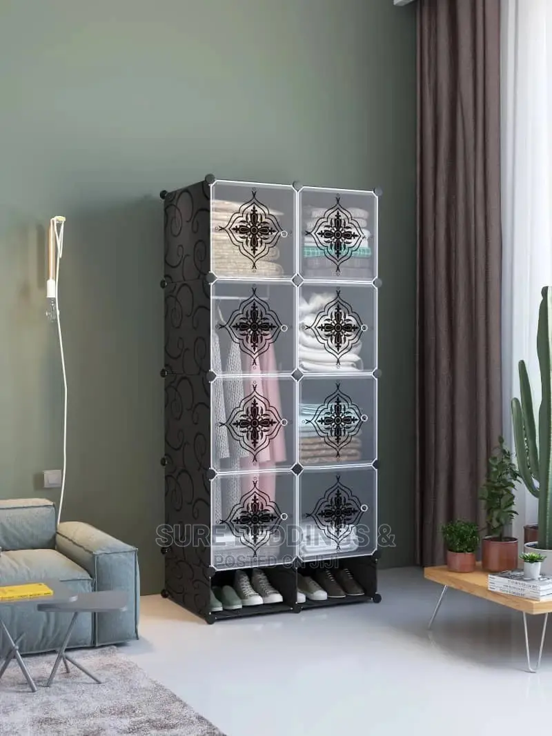 Portable Two Columns Plastic Wardrobe