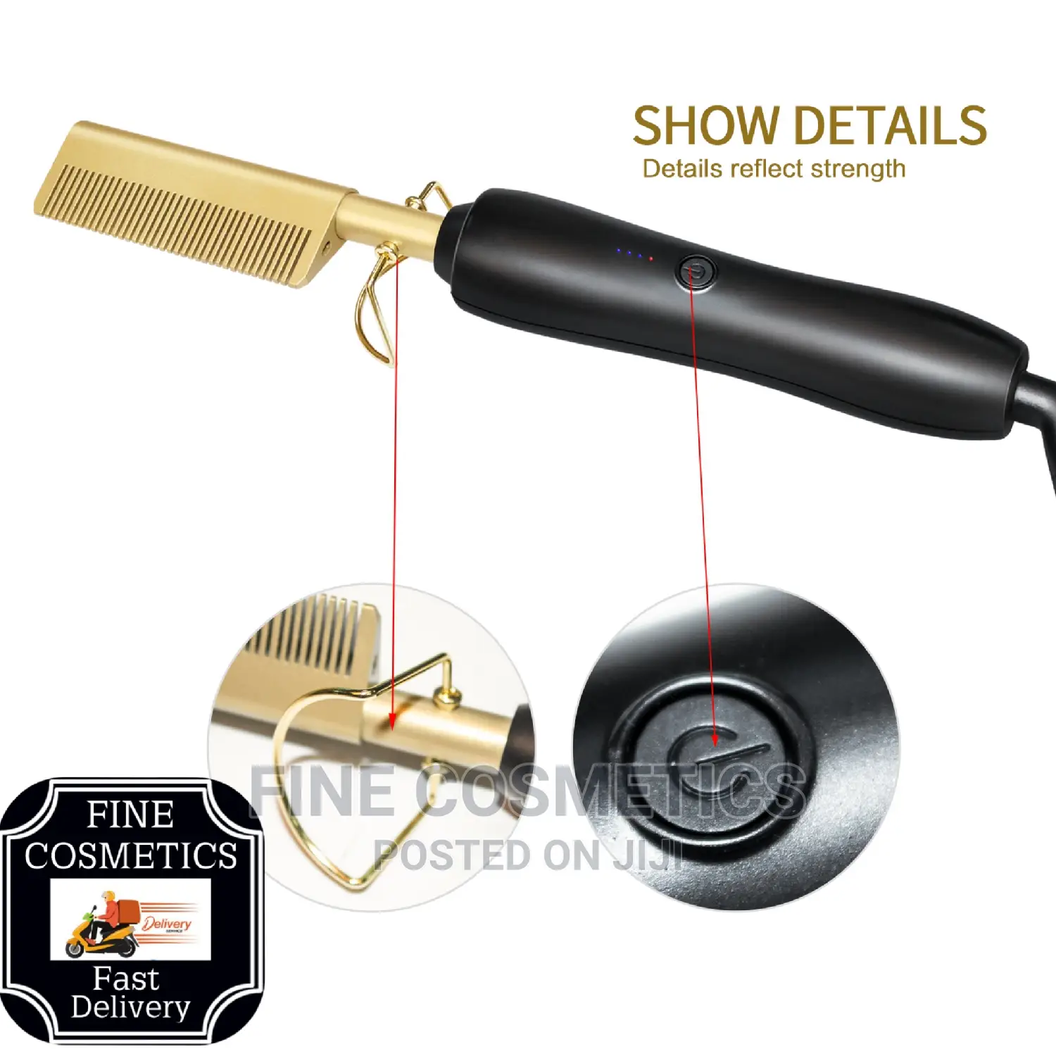 New Electric Hair Styling Hot Comb, Gold Hair Straightener