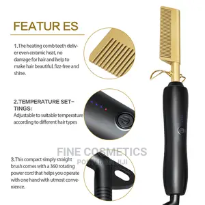 New Electric Hair Styling Hot Comb, Gold Hair Straightener