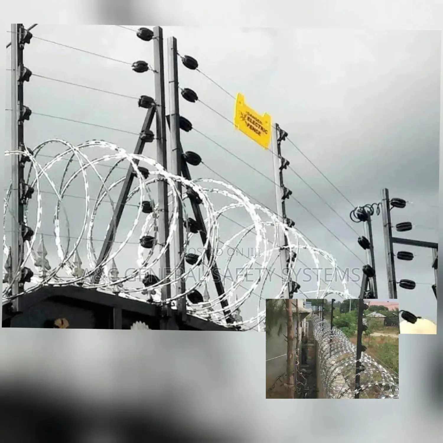 Electric Wire Fencing With Razor Wire 50x100ft Plot