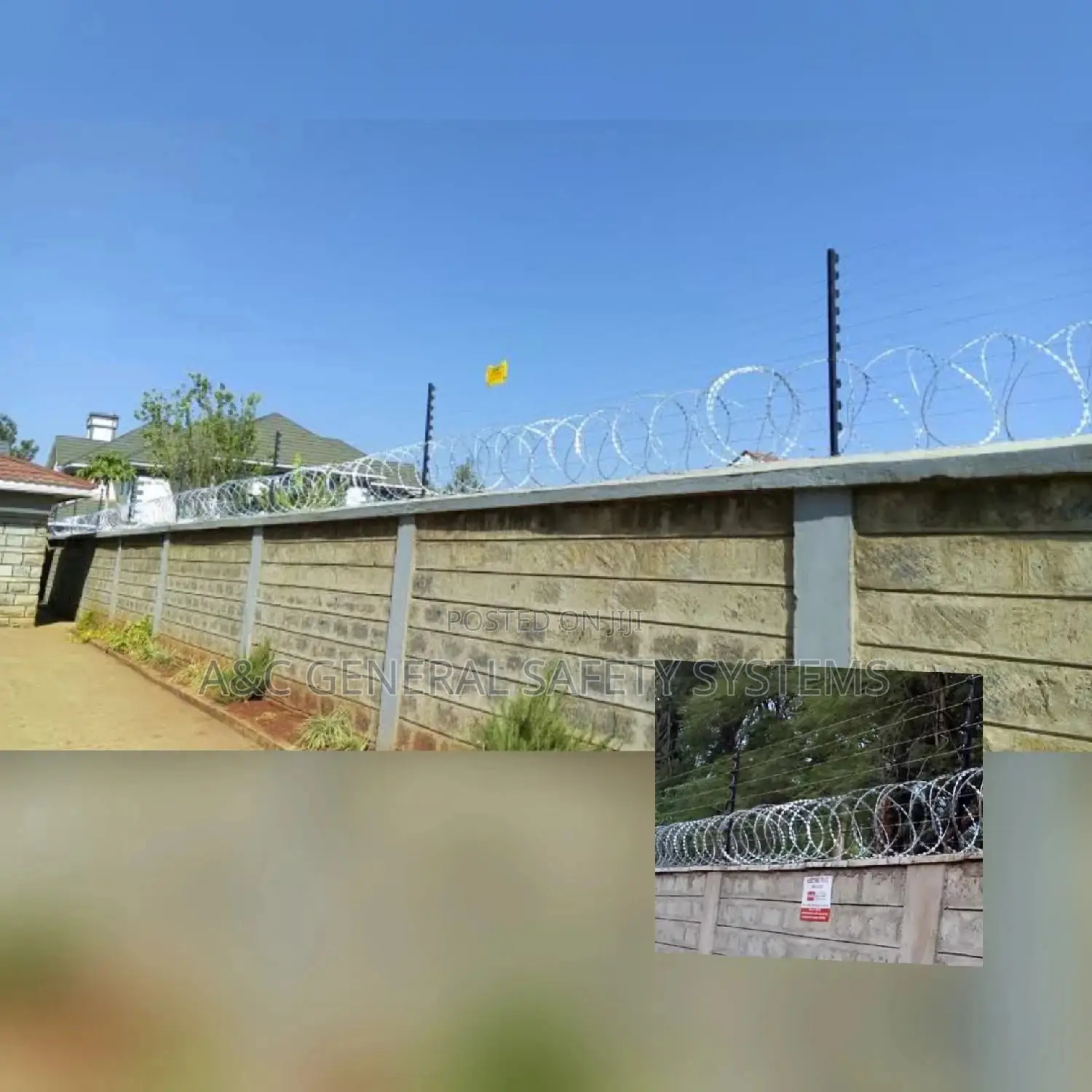 Electric Wire Fencing With Razor Wire 50x100ft Plot