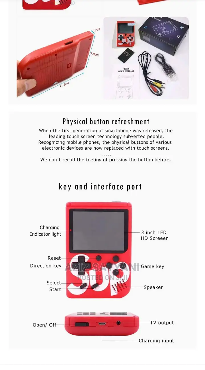 Sup Game Box Rchargable Conole/Led Scren/Retro Clasic Gaming