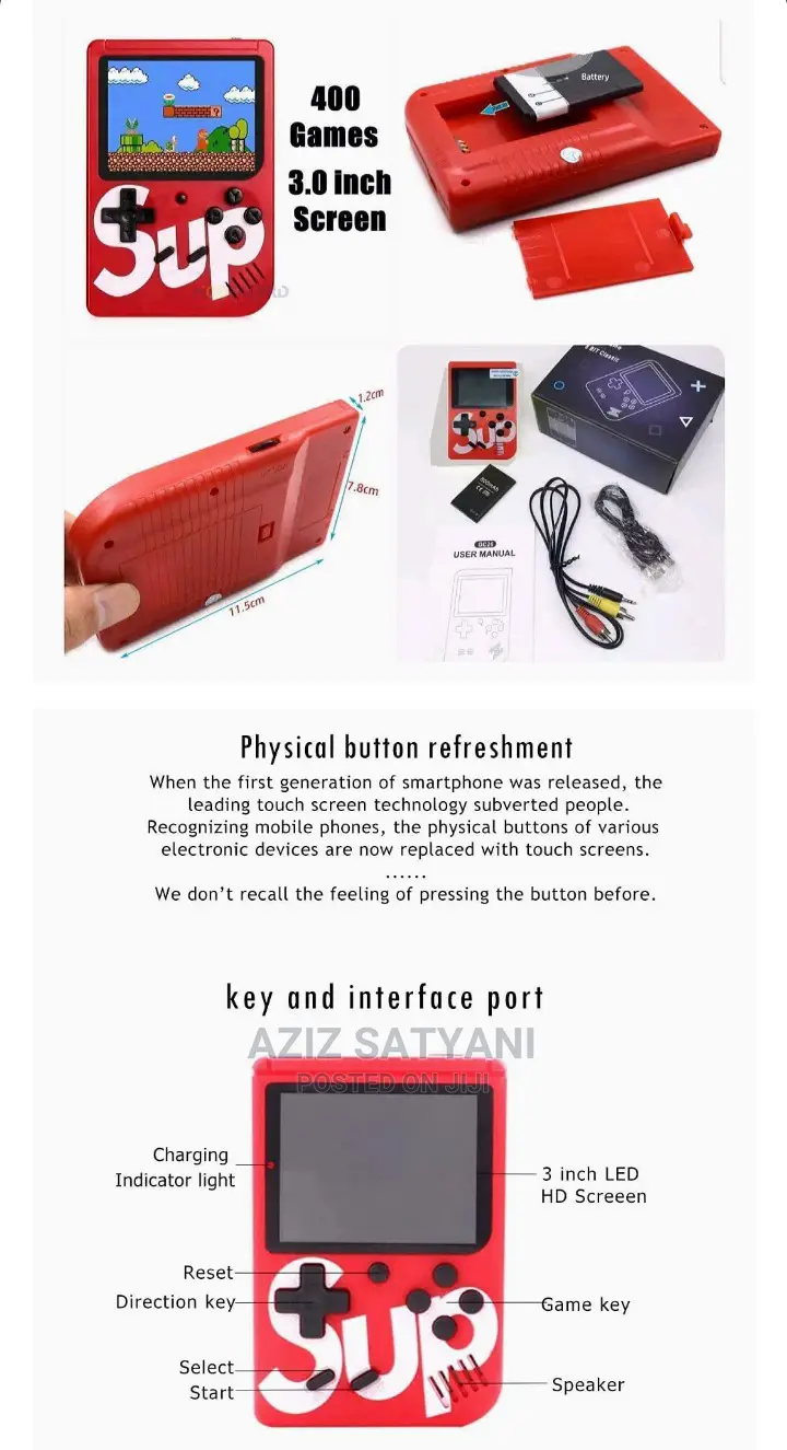 Sup Game Box Rchargable Conole/Led Scren/Retro Clasic Gaming