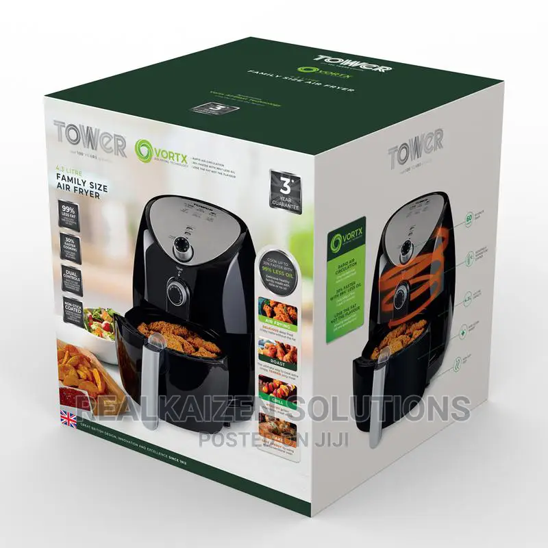 UK TOWER 4.3L Family Size Manual Air Fryer 1500W