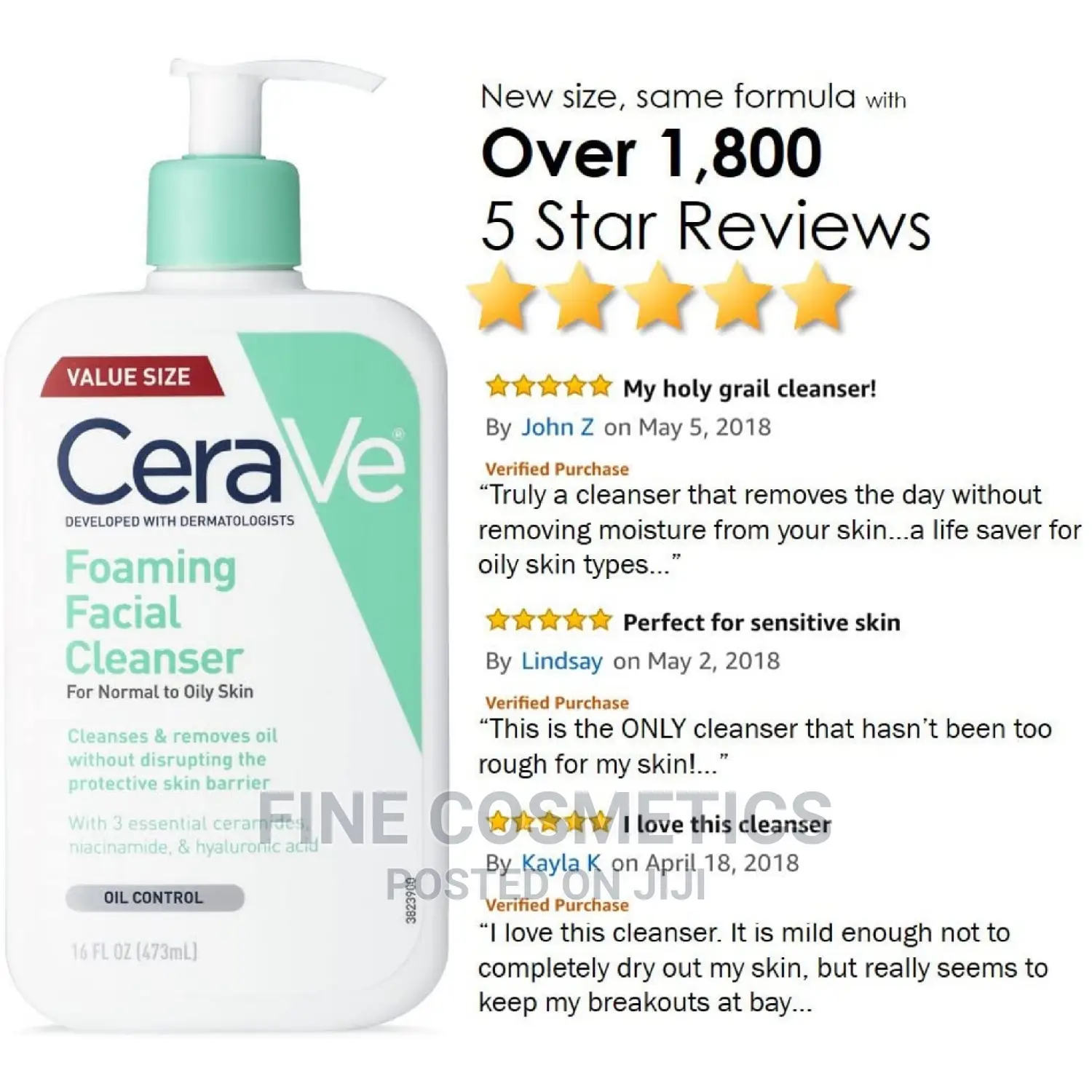 Cerave Foaming Facial Cleanser Daily Face Wash for Oily Skin