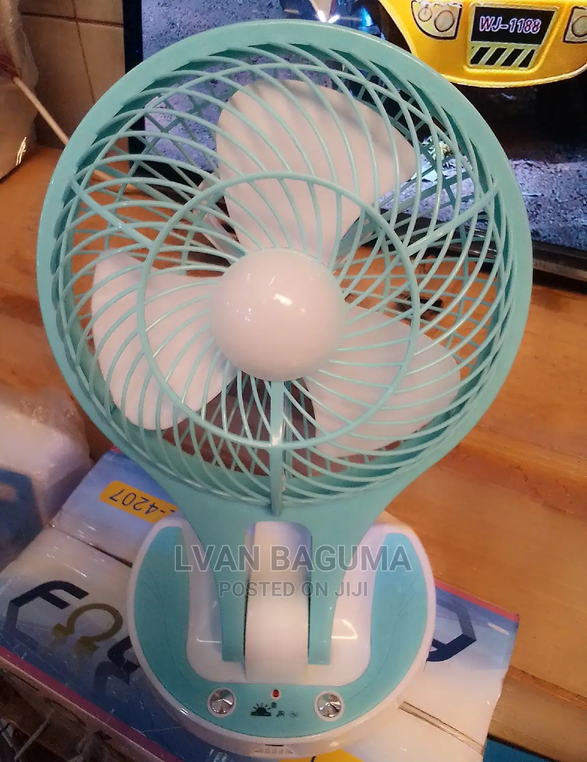 Portable Rechargable Mini Fan With a LED Light - Table Fan