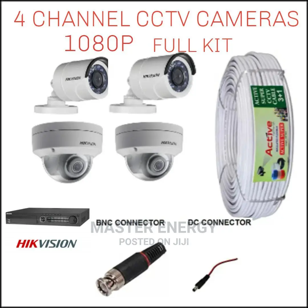 4 Channel 1080p CCTV Cameras Hikvision Full Kit