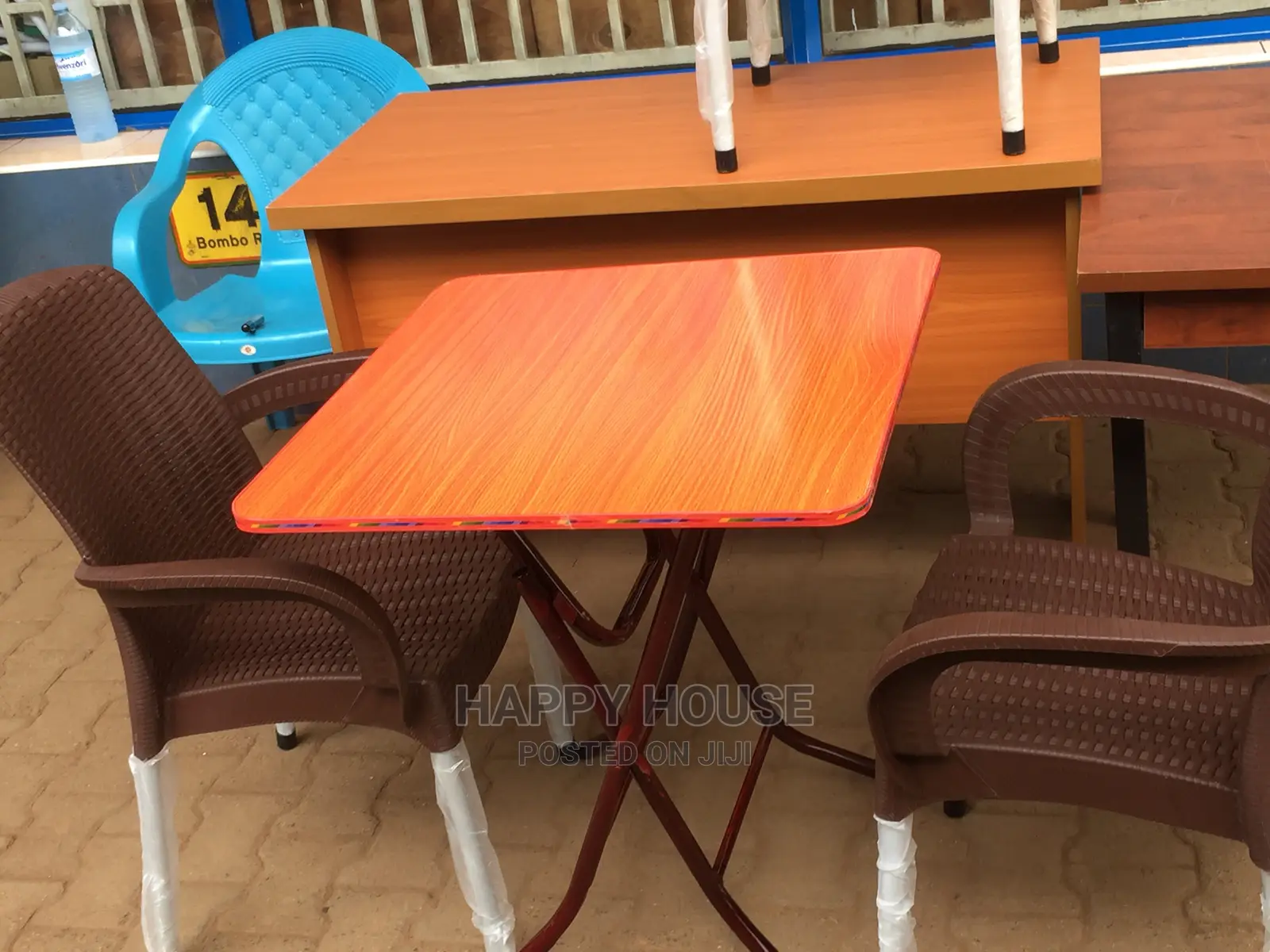 Set of Foldable Table and Two Plastic Chairs