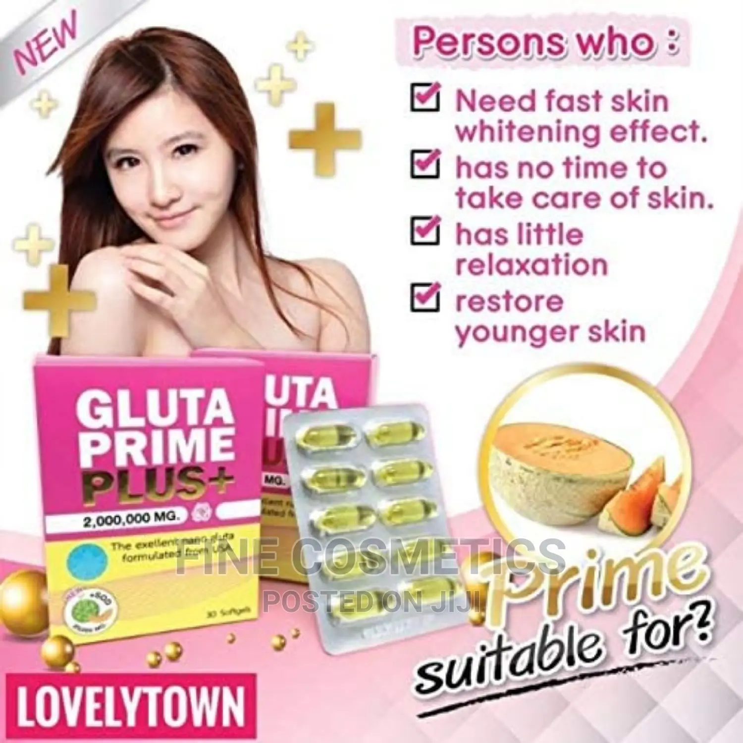 Gluta Primme 2000000mg Skin Whitening Capsules With Collagen