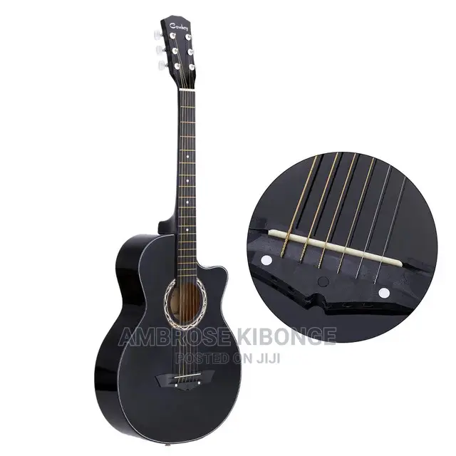 High Quality 38" Acoustic Guitar Black