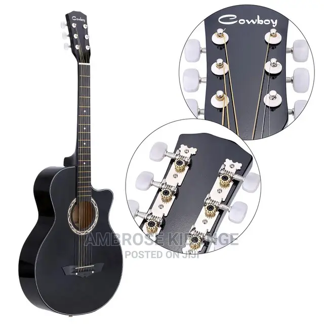 High Quality 38" Acoustic Guitar Black