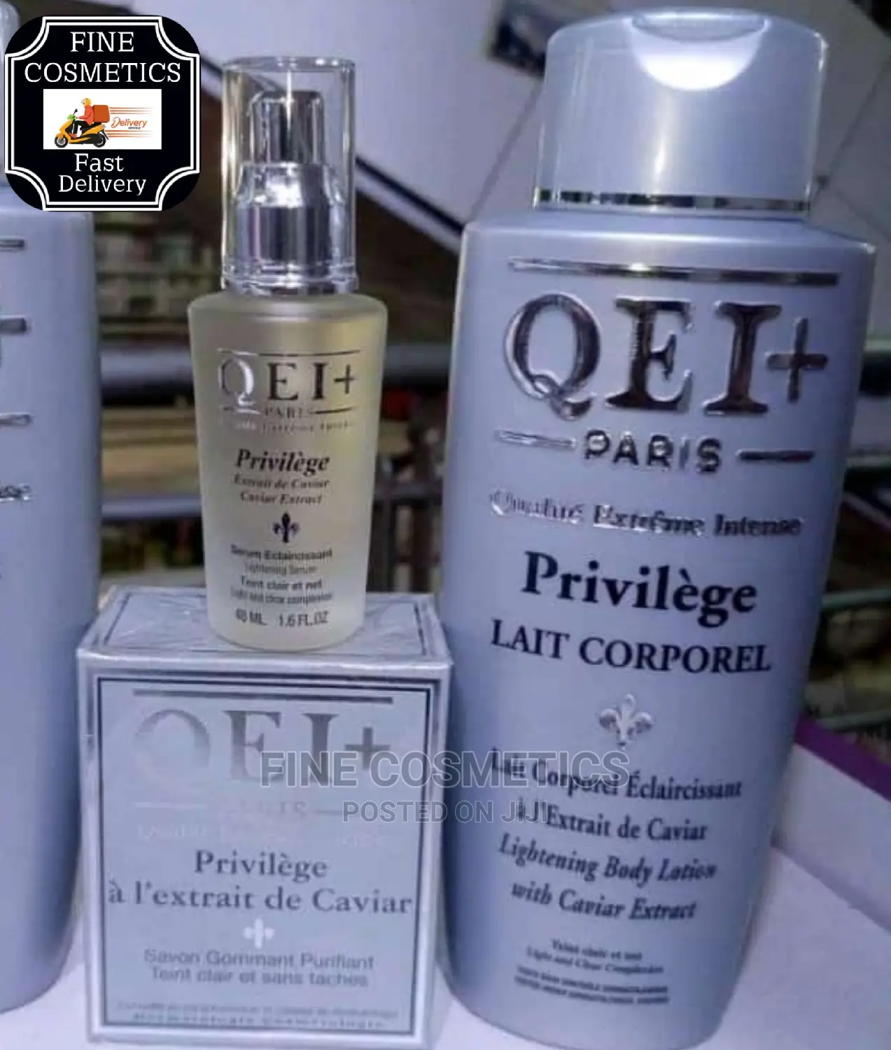 ORIGINAL Qei+ Paris Privilege SET of Lotion, Serum and Soap
