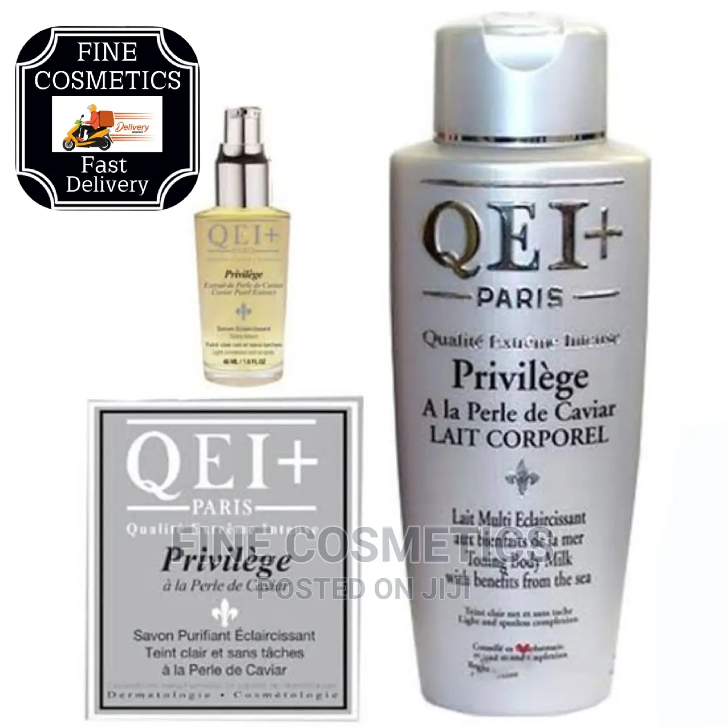 ORIGINAL Qei+ Paris Privilege SET of Lotion, Serum and Soap