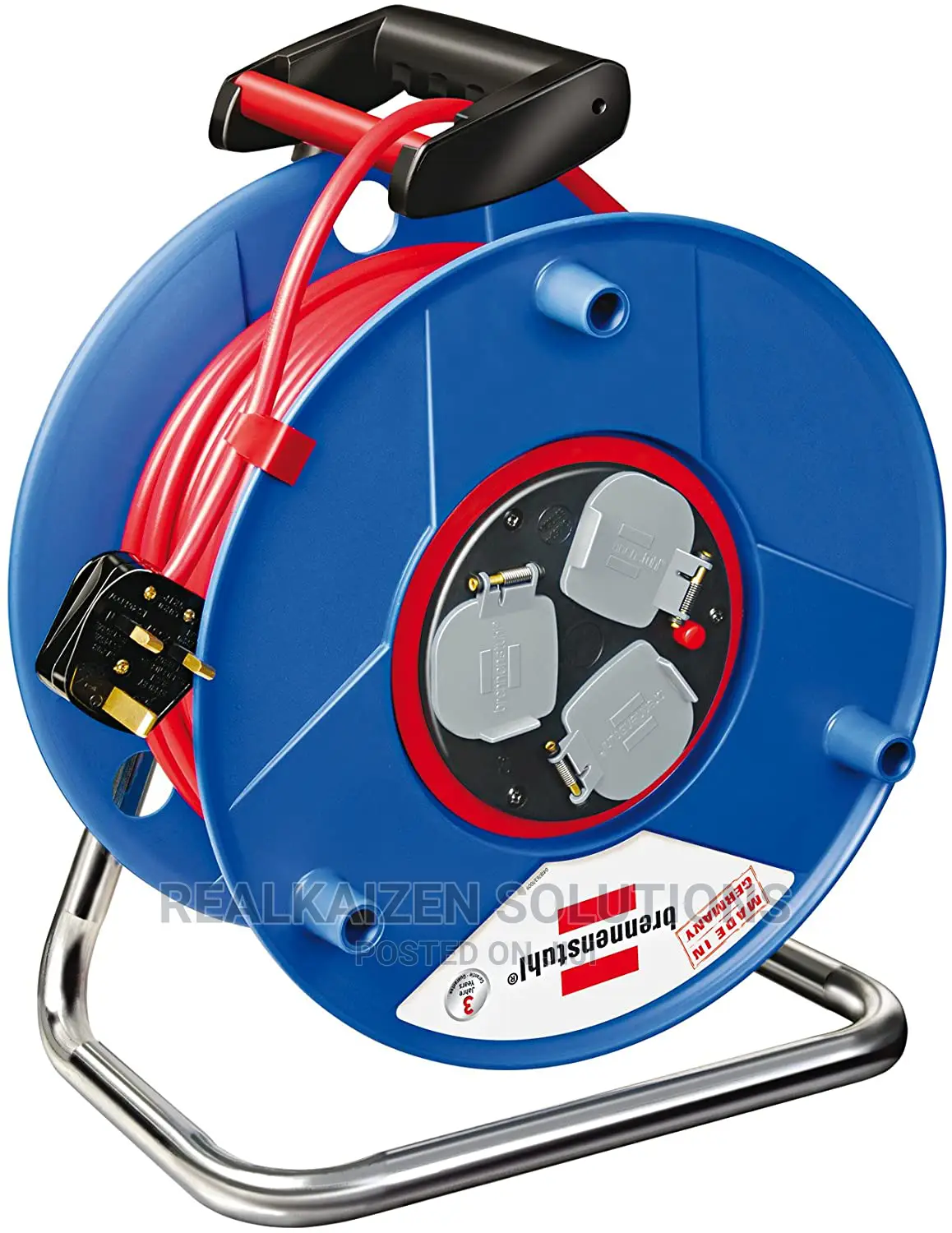 German Brennenstuhl 3-Way Heavy Duty Socket Cable Reel 50M