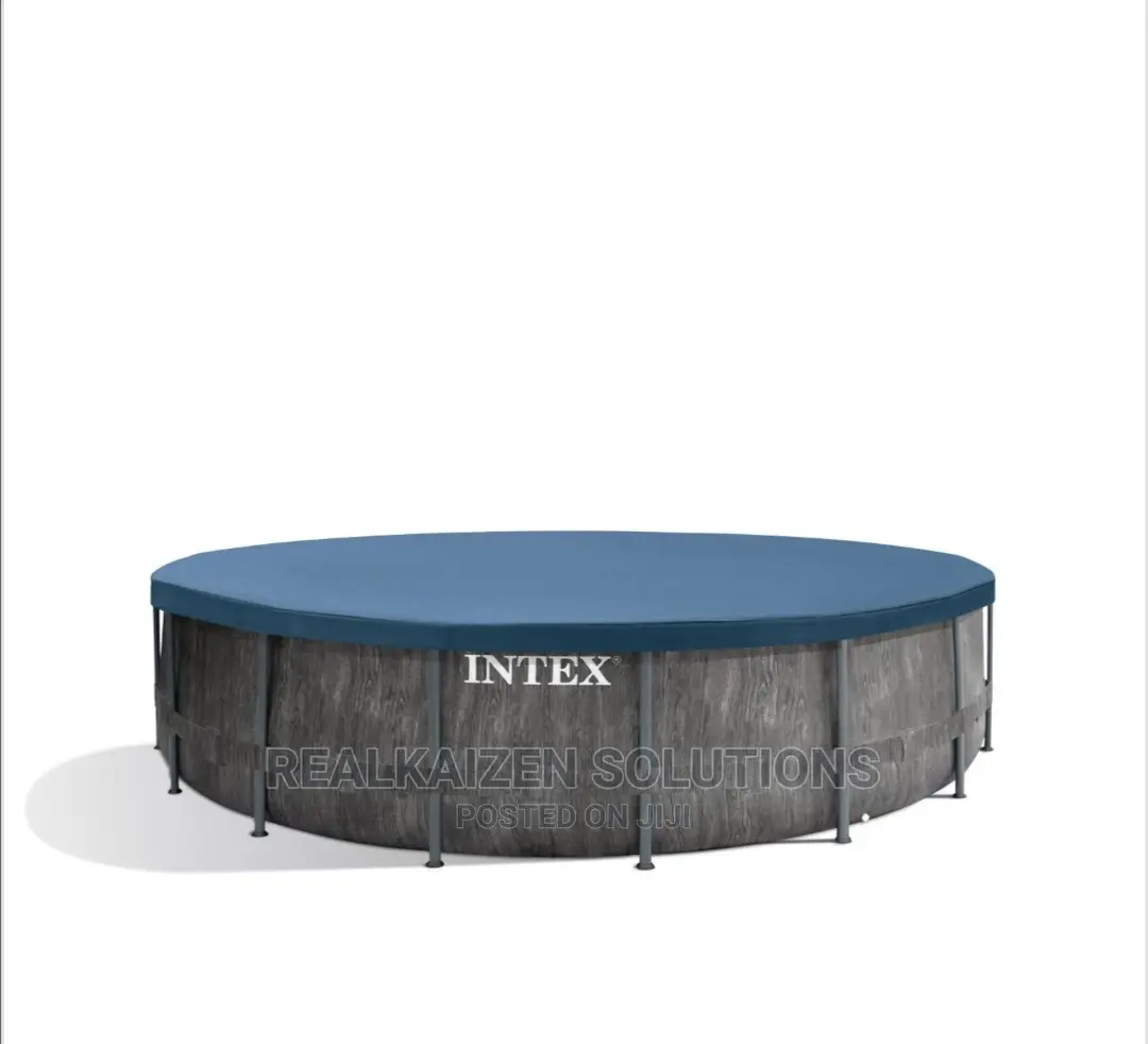 Intex Stylish Prism Frame Greywood Premium Pool Set 4.6M