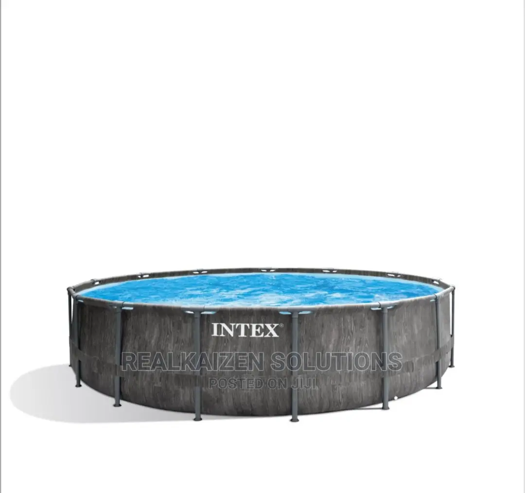 Intex Stylish Prism Frame Greywood Premium Pool Set 4.6M