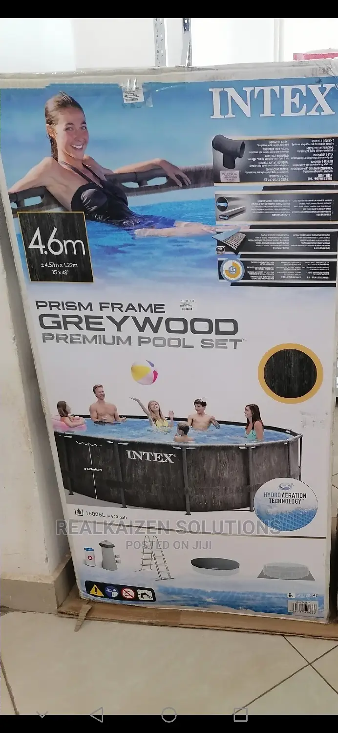 Intex Stylish Prism Frame Greywood Premium Pool Set 4.6M
