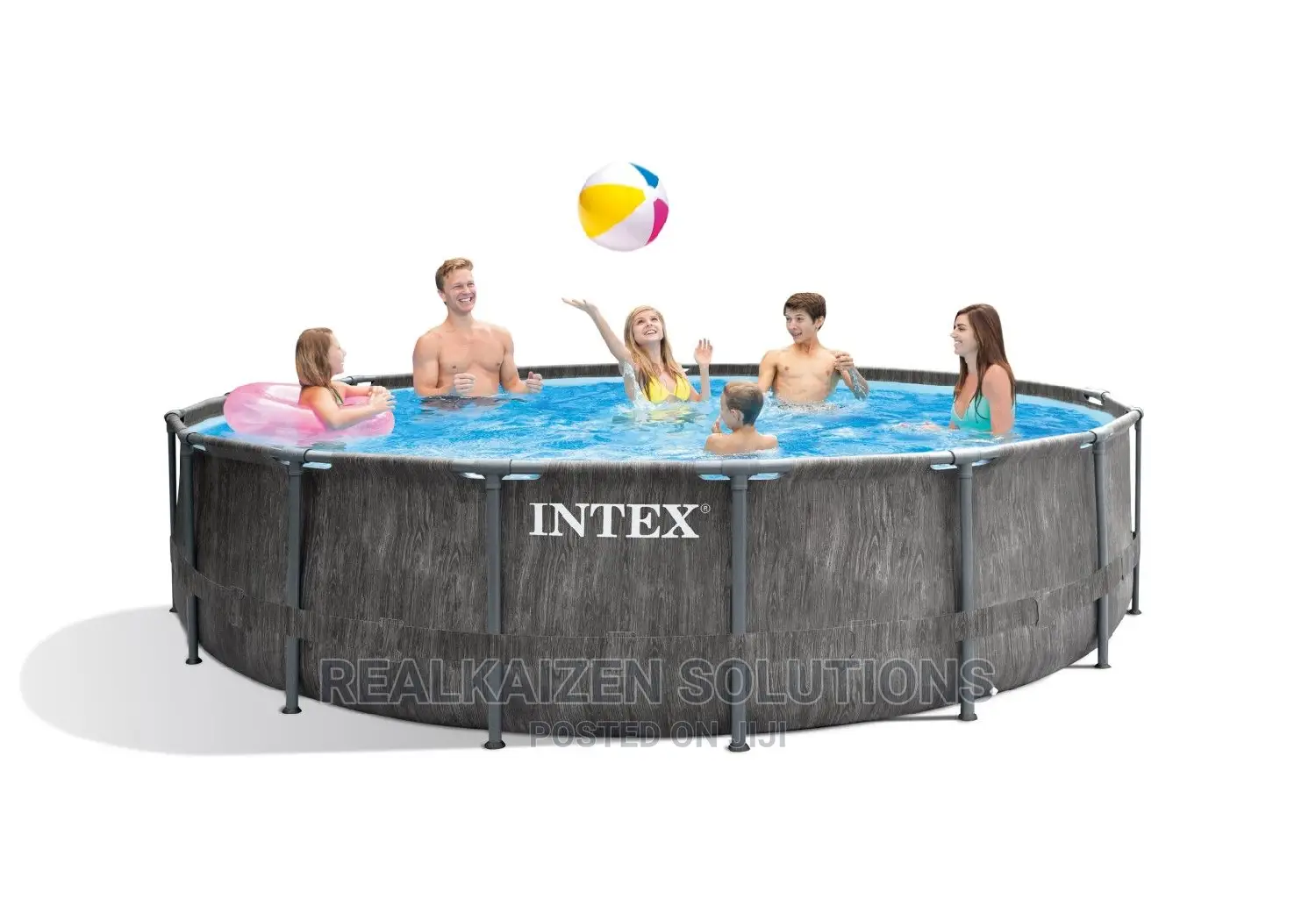 Intex Stylish Prism Frame Greywood Premium Pool Set 4.6M