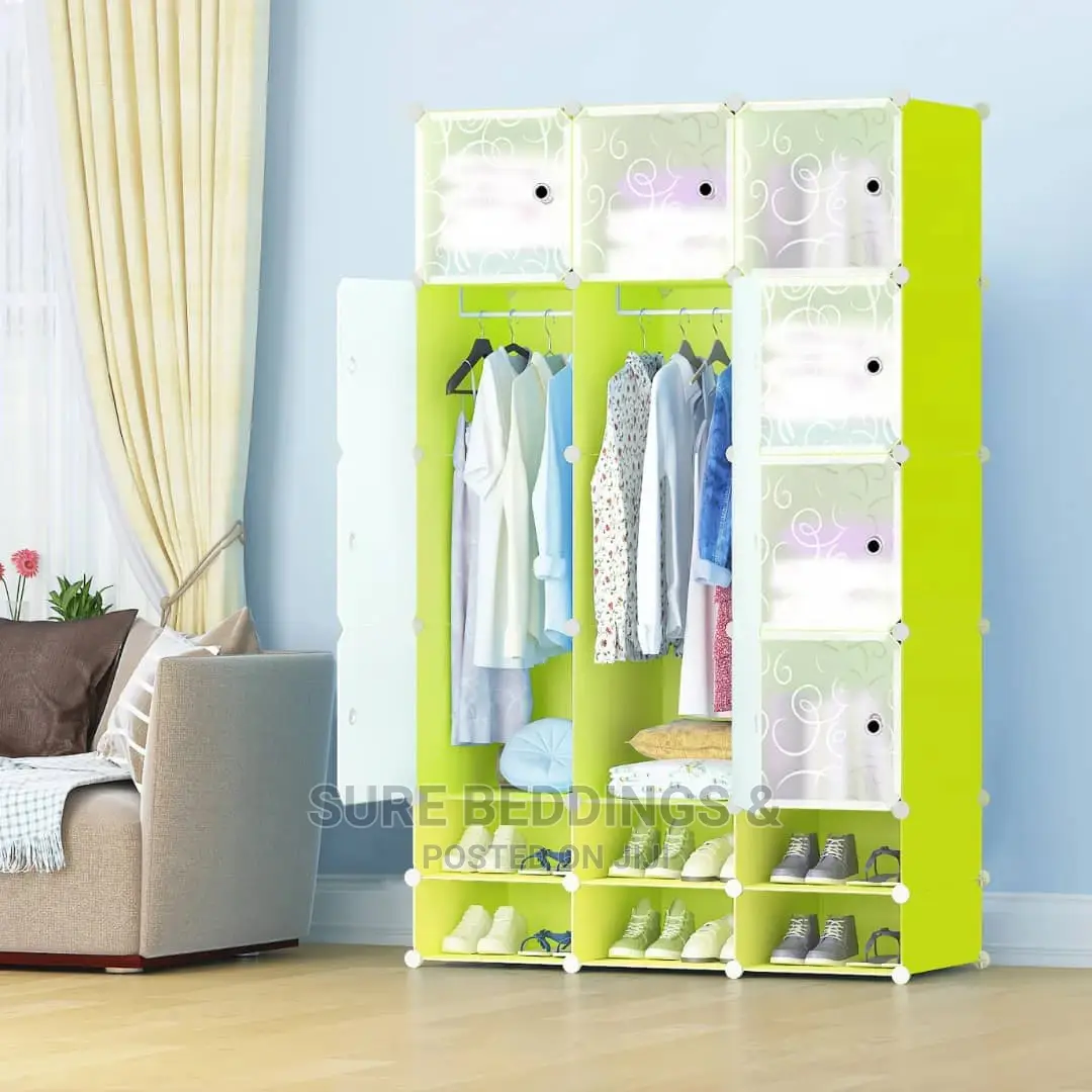 Three Columns Spacious Plastic Wardrobe