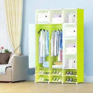 Three Columns Spacious Plastic Wardrobe