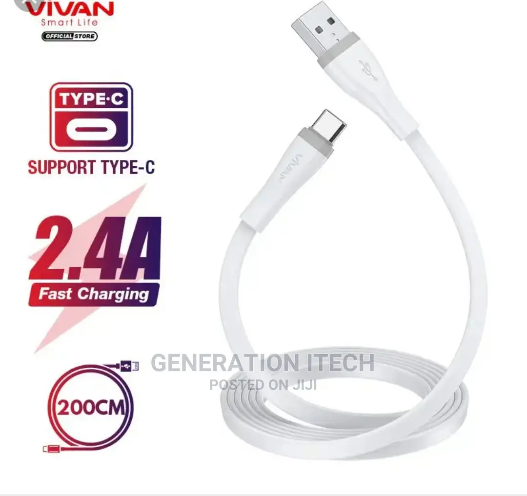 Vivan Original Type C Data Fast Charging Cables- 2 Meters