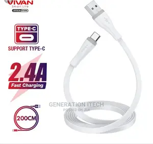 Vivan Original Type C Data Fast Charging Cables- 2 Meters