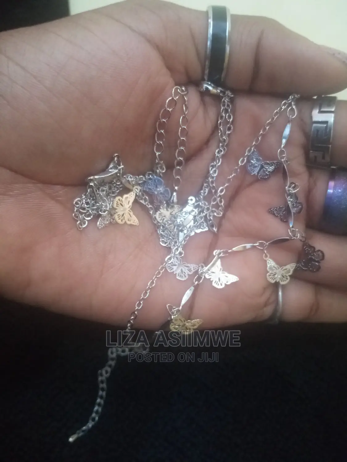 Stainless Double Anklets With Butterflies