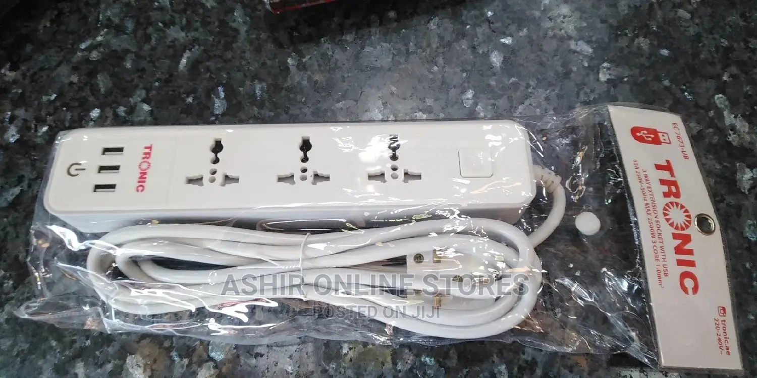 Tronic 3way Power Extension Socket With USB