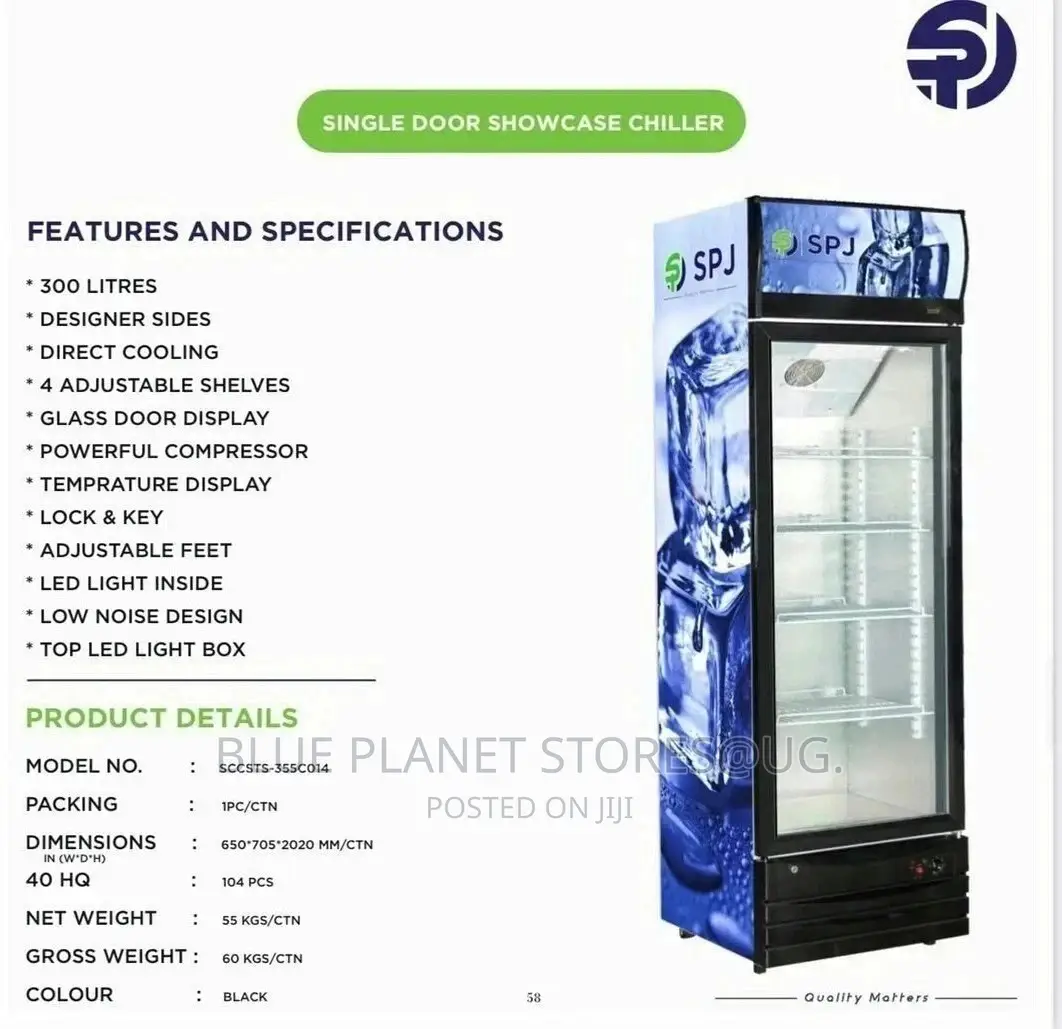 SPJ 300litres Single Door Showcase/Display Chiller/Fridge