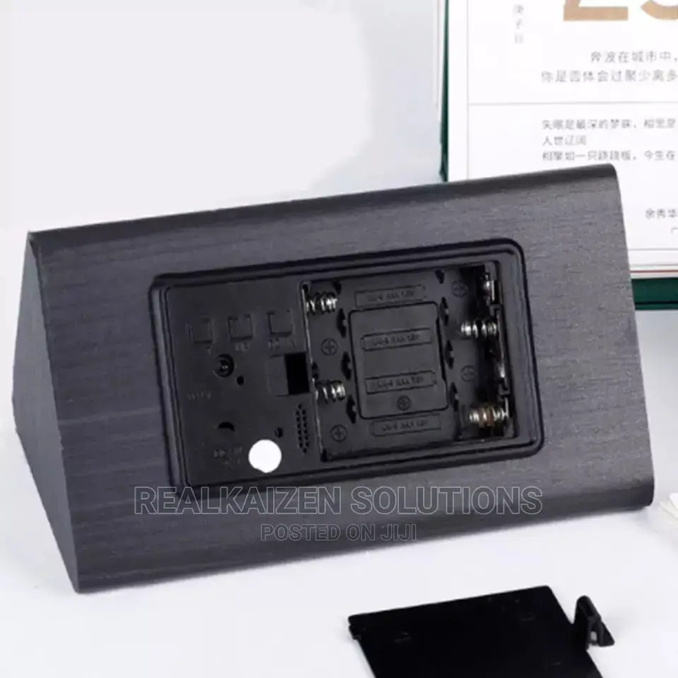 Modern Brown Wooden Digital LED With Temperature Alarm Clock