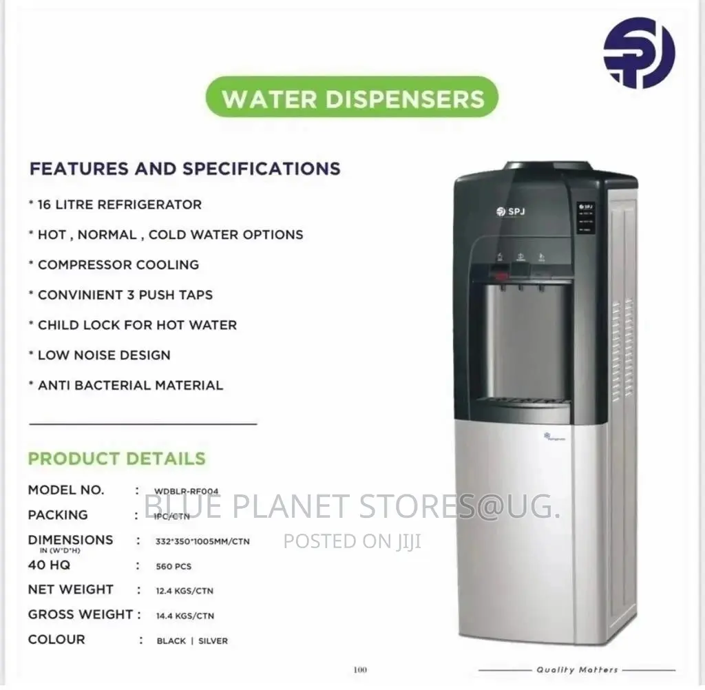 SPJ (Hot, Normal $ Cold) Water Dispenser With Refrigerator.